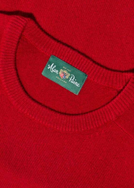 Alan Paine Lammwolle Pullover Rundhals Rot