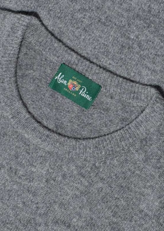 Alan Paine Lammwolle Pullover Rondhals Grau