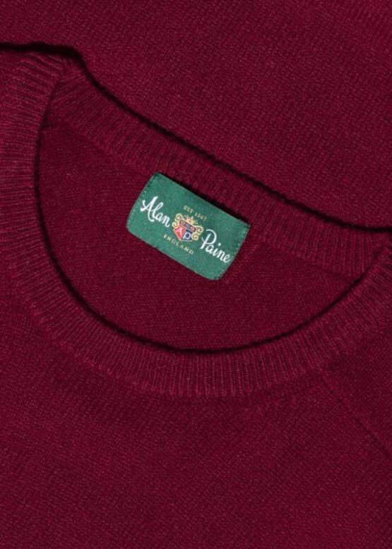 Alan Paine Lammwolle Pullover Rundhals Bordeaux