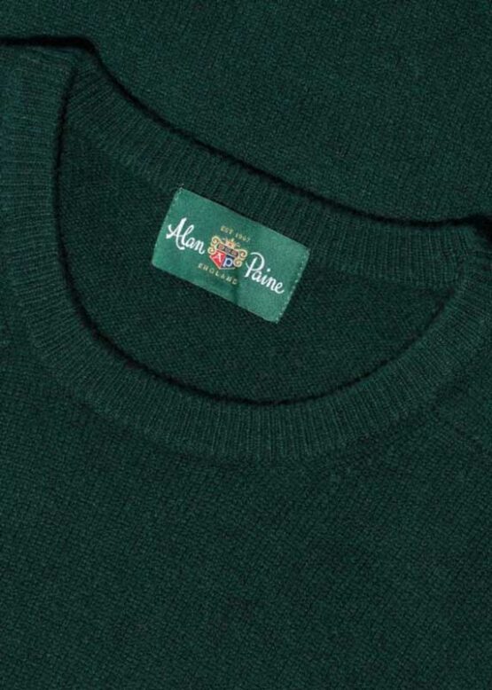 Alan Paine Lammwolle Pullover Rundhals Flaschengrün