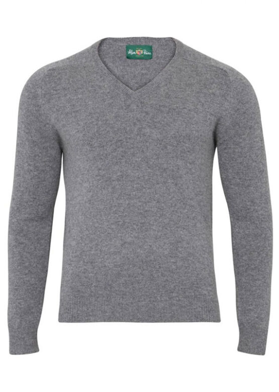 Alan Paine Lammwolle Pullover Rondhals Grau – Bild 3