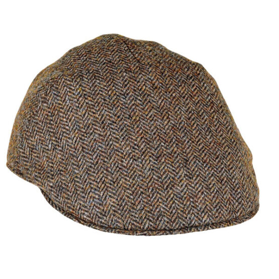 Flat Cap MittelBraun Fischgrätmuster