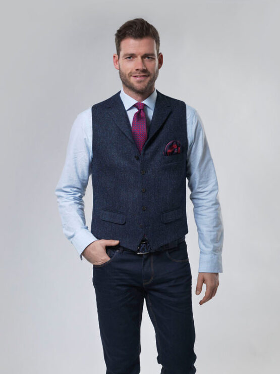 Harris Tweed Weste mit Revers 610