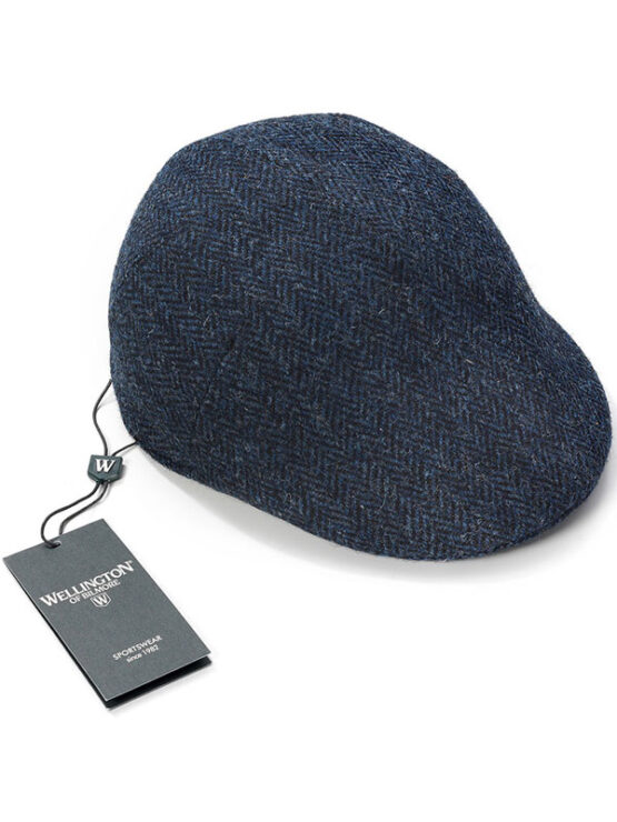 Harris Tweed Cap 610 Blaues Fischgrätmuster