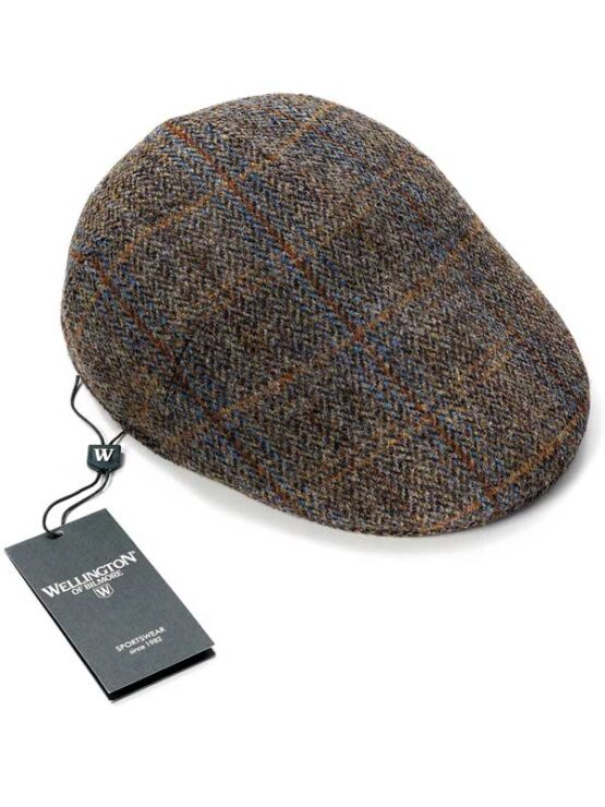 Harris Tweed Cap 631 Grün/Braun mit Überfenster