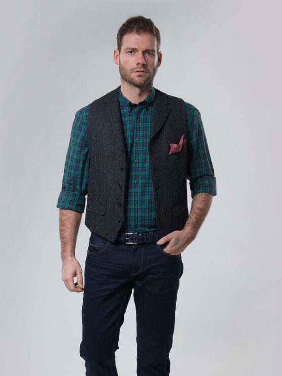 Harris Tweed Weste mit Revers 600