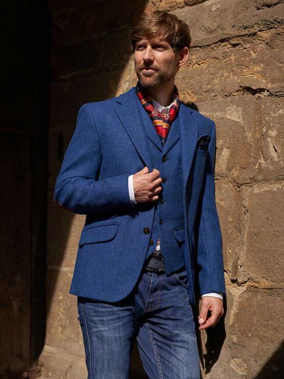 Harris Tweed Sakko Blau Twill 607