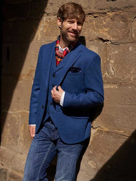 Harris Tweed Sakko Blau Twill 607 – Bild 8