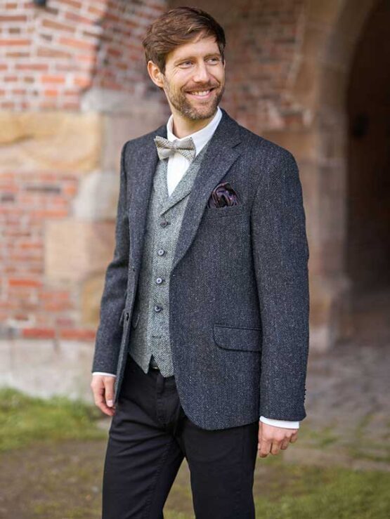 Harris Tweed Sakko Anthrazit Fischgrätmuster 600
