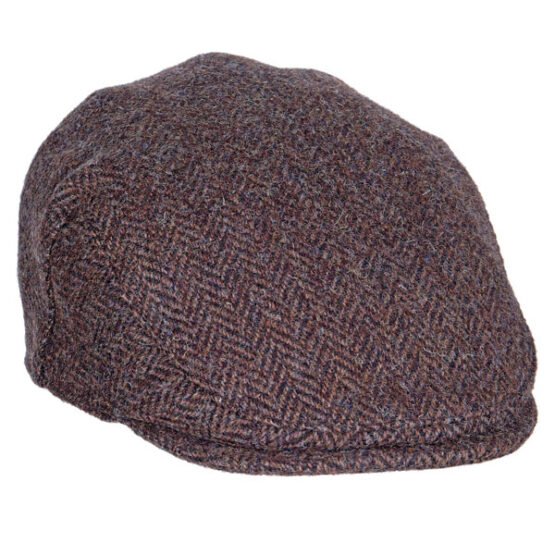 Harris tweed Flat Cap Dunkelbraun Fischgrätmuster