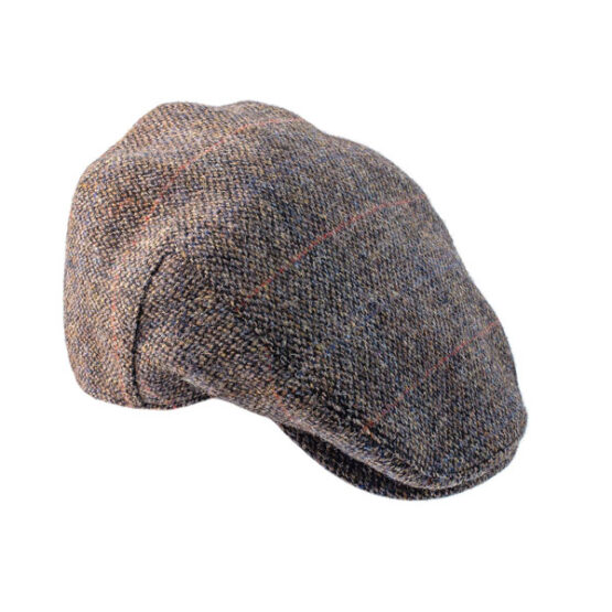 Harris tweed Flat Cap Grau mit Überfenster