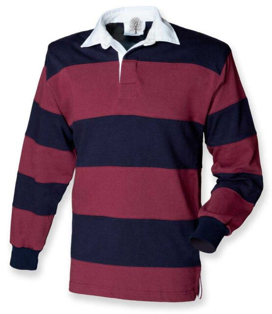 Classic Rugby Shirt, blauw bordeau gestreept