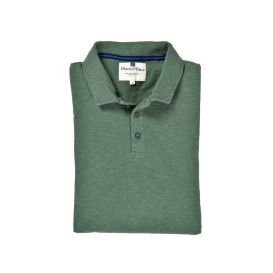 BLACK & BLUE 1871, LANGE MOUW POLO SHIRT GROEN – Bild 6