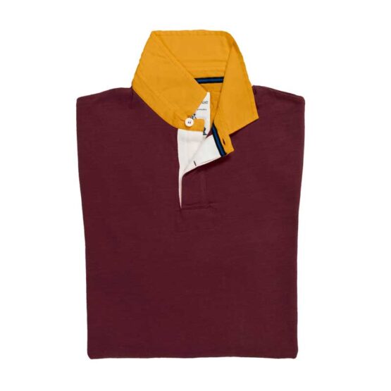 Classic Burgundy With Gold Collar 1871 Rugby Shirt – Bild 2