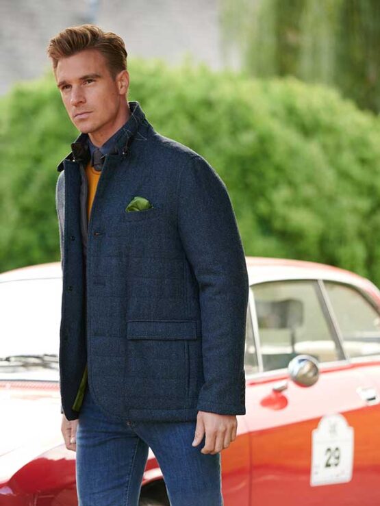Wellington Tweed Visgraat Jack Blauw – Bild 2