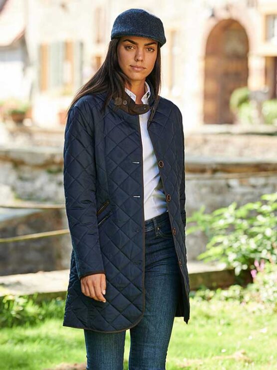 Wellington, Harris Tweed damesjas gesteppt met Polarfleece Marine – Bild 2