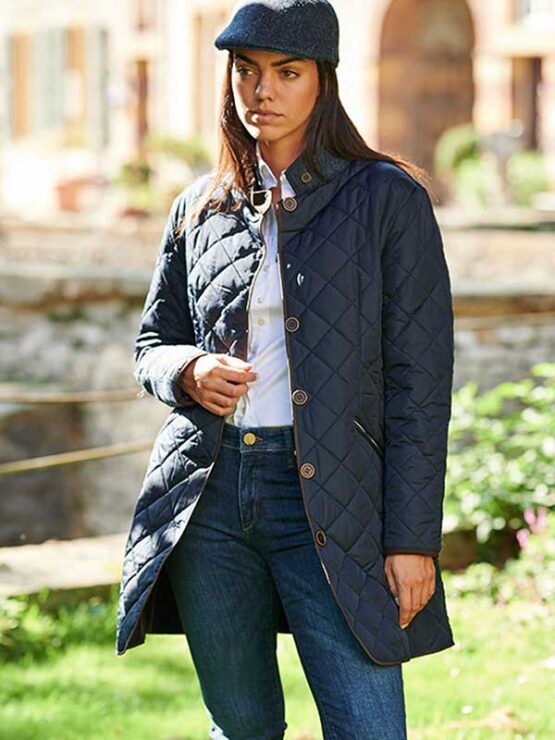 Wellington, Harris Tweed damesjas gesteppt met Polarfleece Marine – Bild 3