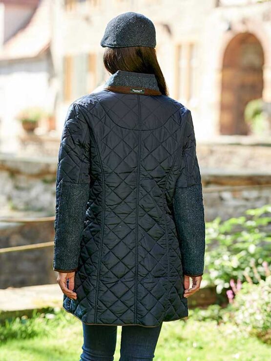 Wellington, Harris Tweed damesjas gesteppt met Polarfleece Marine – Bild 4