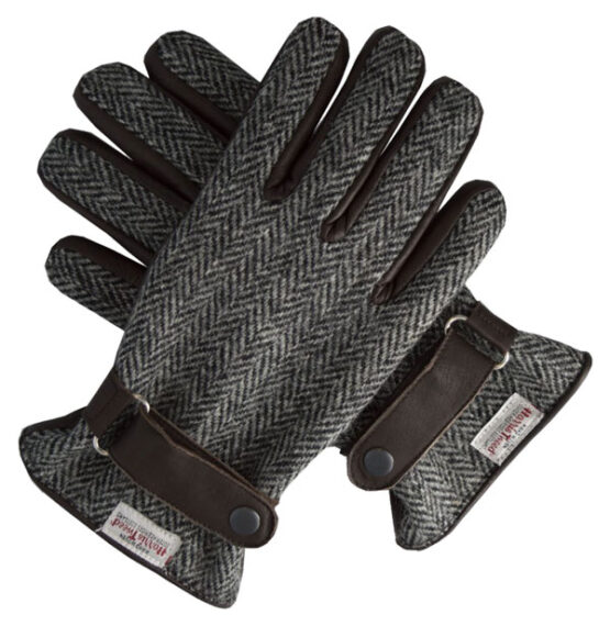 Harris Tweed Handschoenen, Grijs Visgraat