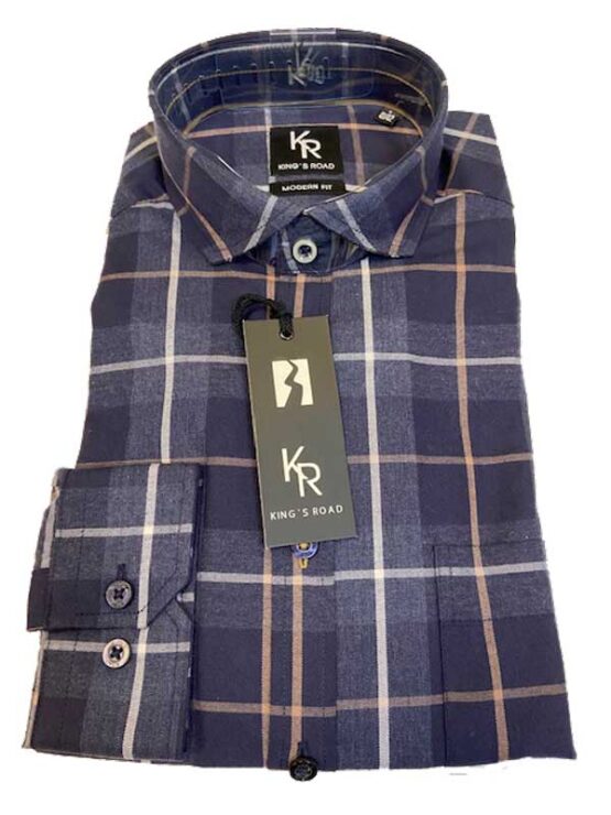 Flannel Shirt King's Road, Blauw Overruit – Bild 2
