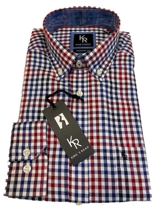 Flannel Shirt King's Road, Blauw Rood Blokje – Bild 2