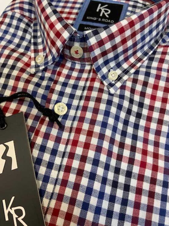 Flannel Shirt King's Road, Blauw Rood Blokje – Bild 3