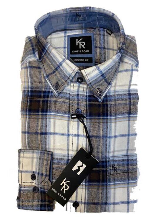 Shirt King's Road, Lichte Overruit Ruit, Zware Flannel