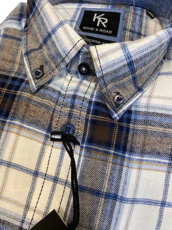 Shirt King's Road, Lichte Overruit Ruit, Zware Flannel – Bild 3