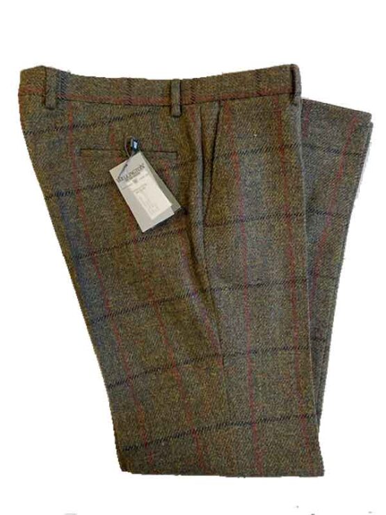 Harris Tweed Pantalon Groen met Overruit