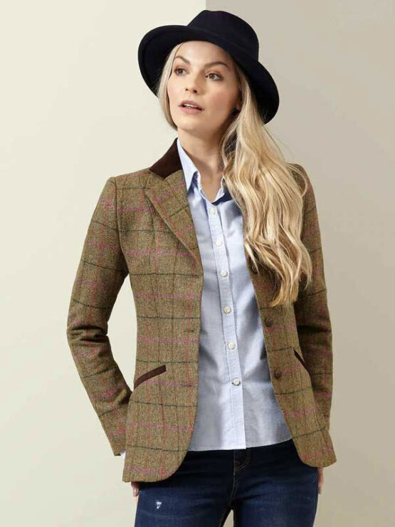 Tweed Damenjacke Louise Jacke – Pink Karo