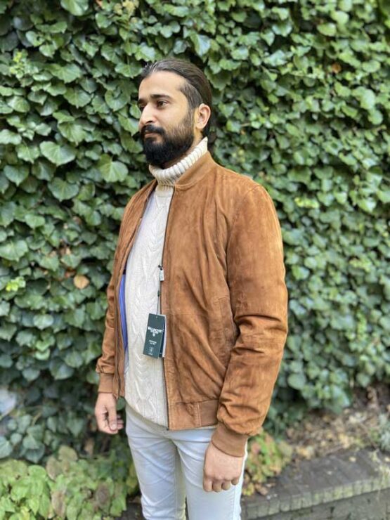 Wellington Suede Blouson "Bomber" Cognac – Bild 2