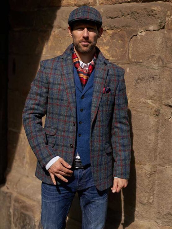 Harris Tweed Sakko Grijs Overruit 619
