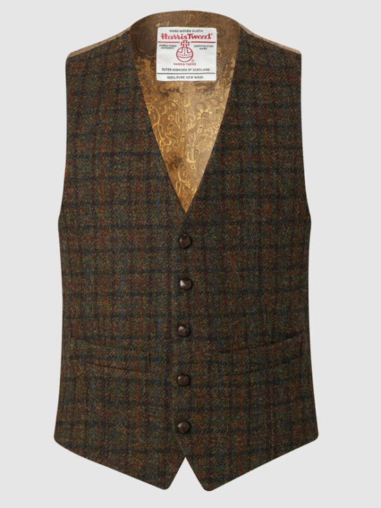 Harris Tweed Weste, Iain Waistcoat - Brown Multi