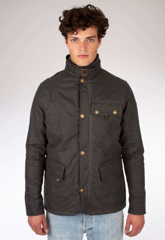 Herren Wachsjacke in Blau, Gunmetal – Bild 3