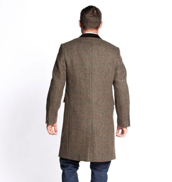 Harris Tweed Overjas, Chelsea Overcoat - Brown – Bild 2
