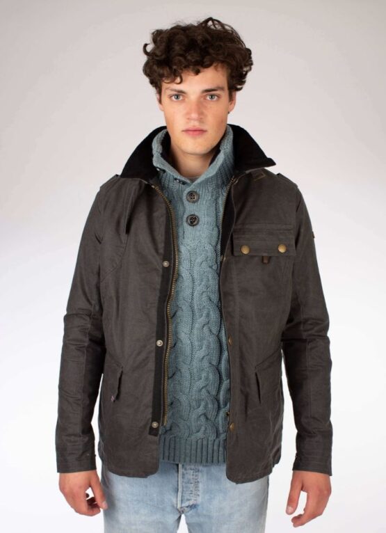 Herren Wachsjacke in Blau, Gunmetal – Bild 2