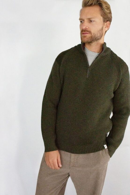 Pullover,Foxton Zip Neck, Olive – Bild 2