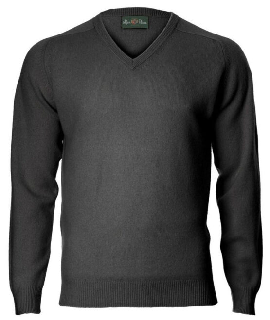 Alan Paine Lamswol Pullover V-hals, Updated Fit - Charcoal – Bild 4