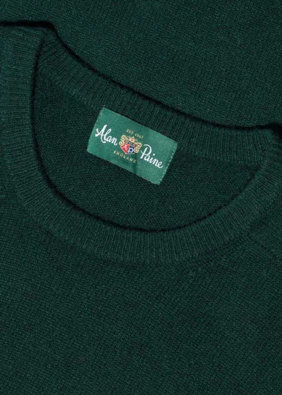 Alan Paine Lamswol Pullover Ronde-hals, Updated Fit - Tartan Green
