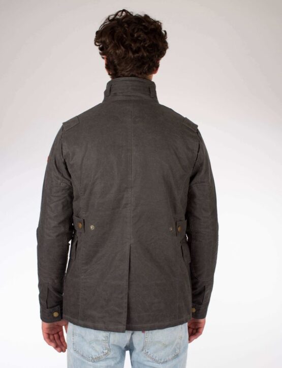 Herren Wachsjacke in Blau, Gunmetal – Bild 4