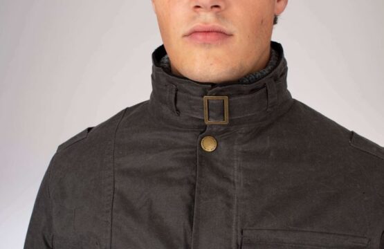 Herren Wachsjacke in Blau, Gunmetal – Bild 5
