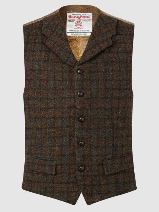 Harris Tweed Weste, Angus Waistcoat - Brown Multi