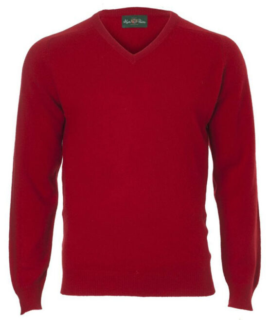 Alan Paine Lamswol Pullover V-hals, Updated Fit - Red – Bild 4
