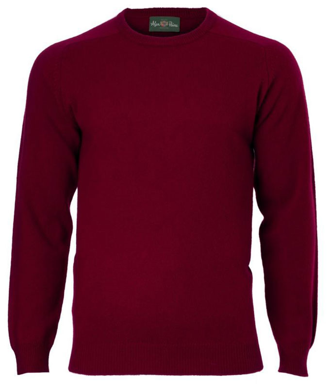 Alan Paine Lamswol Pullover Ronde-hals, Updated Fit - Bordeaux – Bild 4
