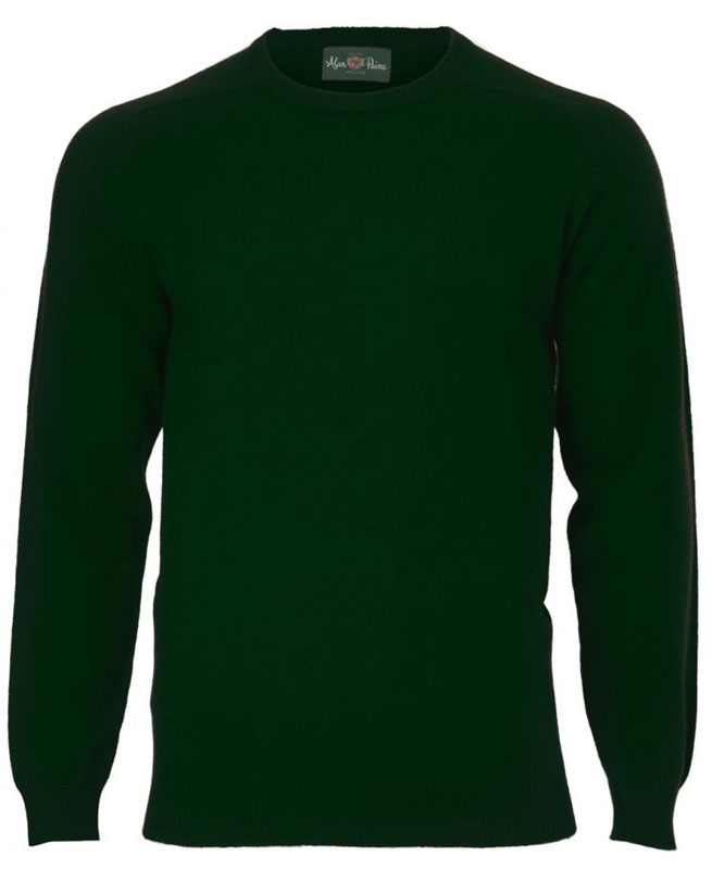 Alan Paine Lamswol Pullover Ronde-hals, Updated Fit - Tartan Green – Bild 4