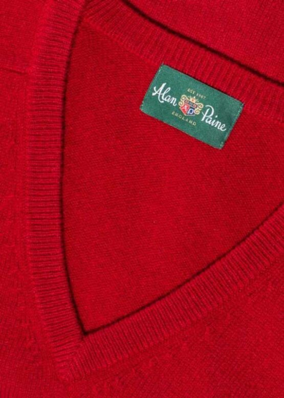 Alan Paine Lamswol Pullover V-hals, Updated Fit - Red