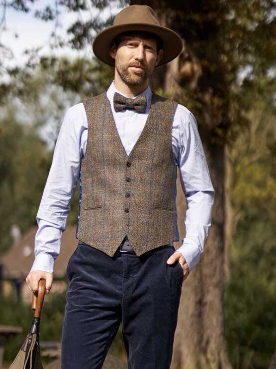Harris Tweed Weste 631 Green-blue Herringbone