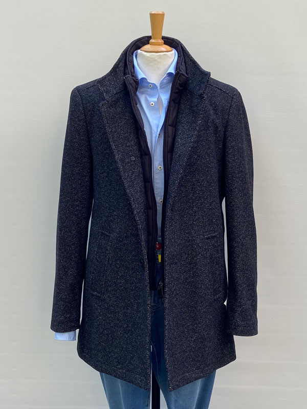 Duke’s Forest Overjas Met Kraag Inzet Grijs Mellée – Bild 4