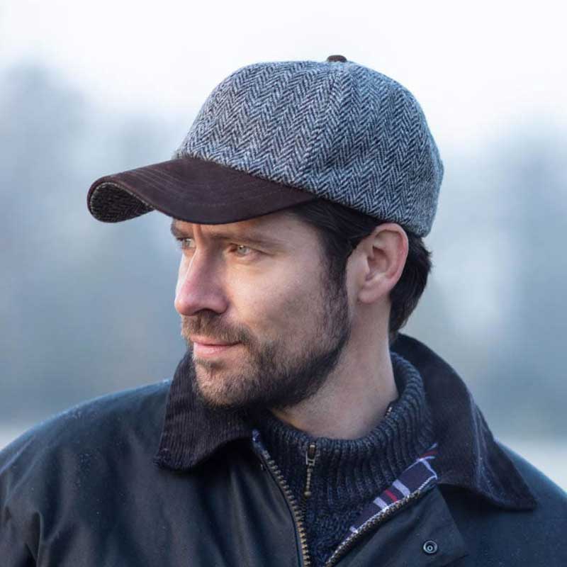 Harris_Tweed_Brungton_Baseball_Cap_Steel_Grey
