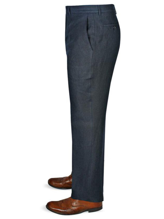Linnen Pantalon, Mens Linen Trousers - Navy – Bild 2